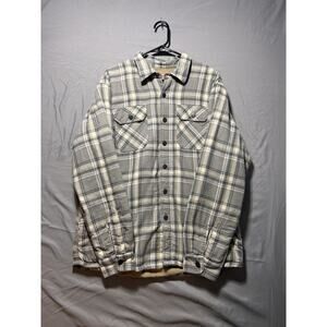 Wrangler Men's L Flannel Jacket Sherpa Plaid Button up Fleece